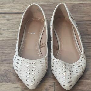 R Sport Nude Pointed-Toe Cutout Flats | Women’s Size 10M